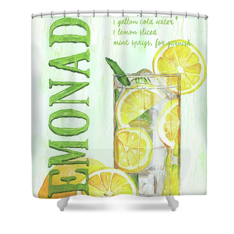 Lemon Shower Curtain featuring the painting Lemonade by Debbie DeWitt