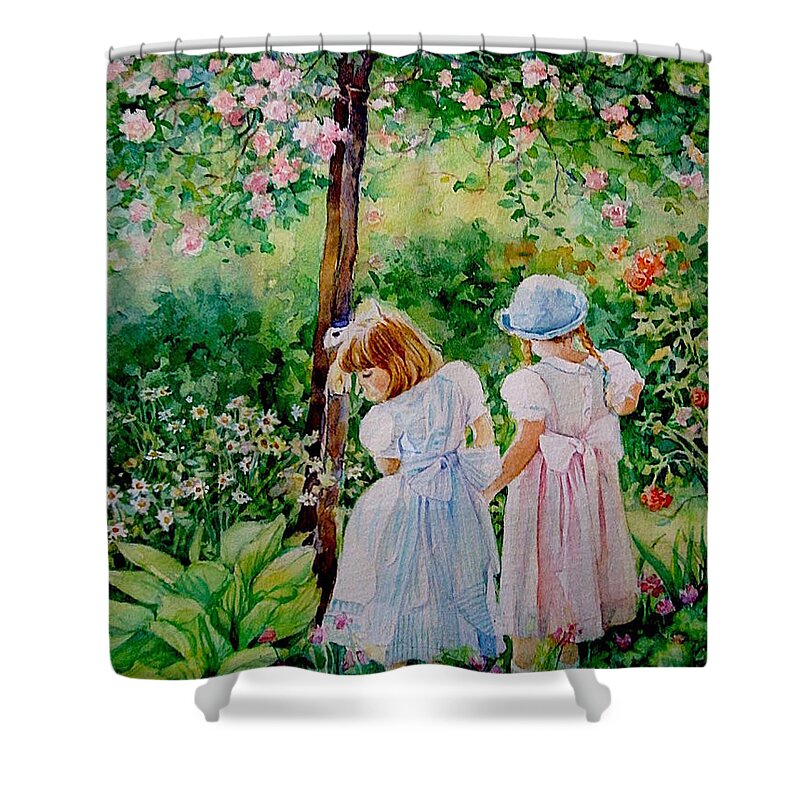Girl Shower Curtain featuring the painting Les Fillettes by Francoise Chauray