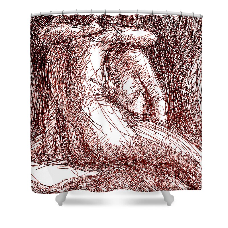 Lesbian Shower Curtain featuring the drawing Lesbian Sketches 1b by Gordon Punt
