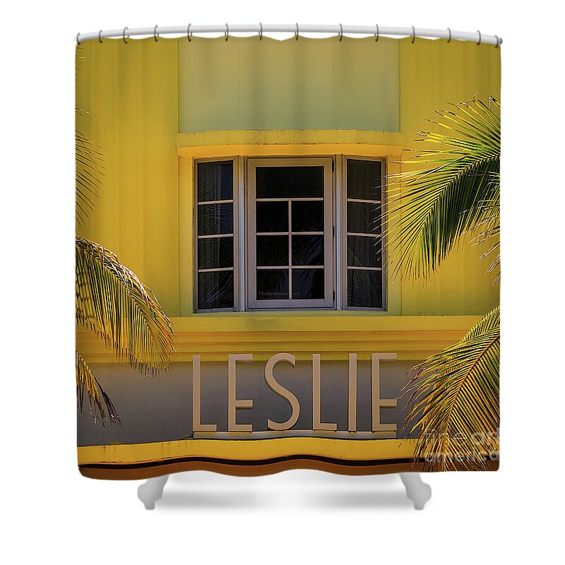 Art Deco Shower Curtain featuring the photograph Leslie Hotel by Doug Sturgess