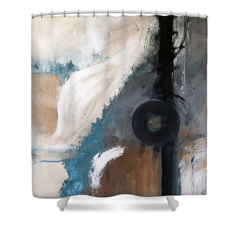 Abstract Shower Curtain featuring the painting Let It Go by Lisa Kaiser