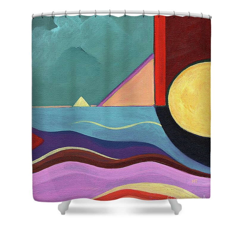 Abstract Shower Curtain featuring the painting Let It Shine by Helena Tiainen