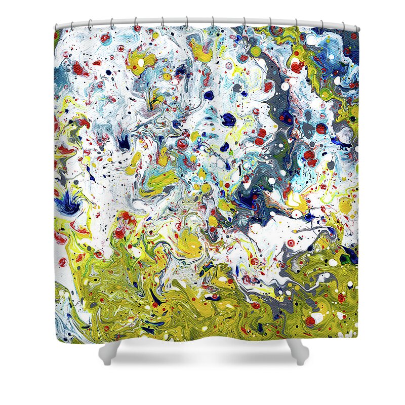 Abstract Shower Curtain featuring the mixed media Let The Cream Bring A Little... by Meghan Elizabeth