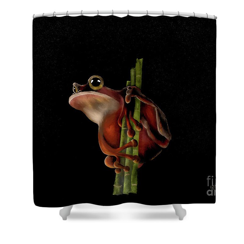 Frog Shower Curtain featuring the digital art Let The Serenades Begin by Lois Bryan