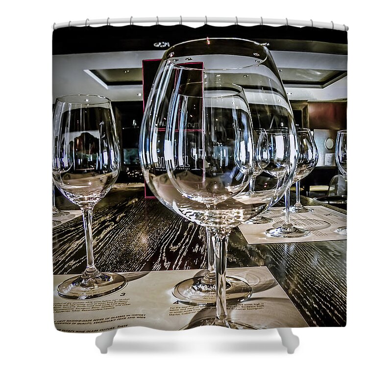 Wine Glasses Shower Curtain featuring the photograph Let The Wine Tasting Begin by Julie Palencia