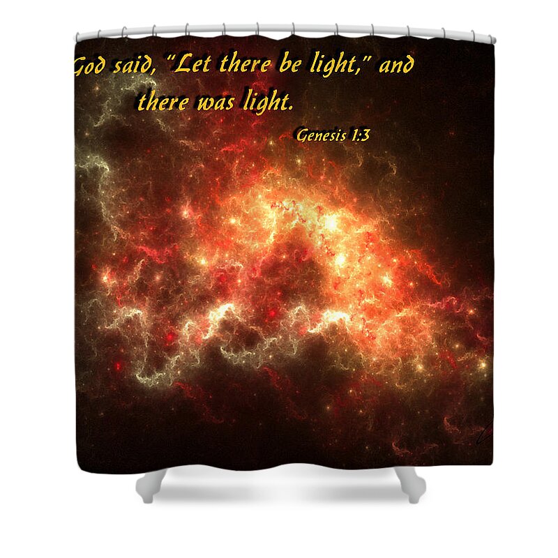 God Shower Curtain featuring the digital art Let There Be Light by Charlie Roman