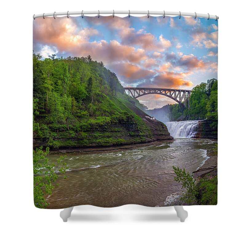 Waterfalls Shower Curtain featuring the photograph Letchworth Upper Falls - Crop by Mark Papke