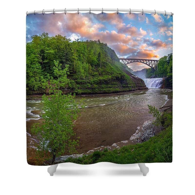 Waterfalls Shower Curtain featuring the photograph Letchworth Upper Falls by Mark Papke