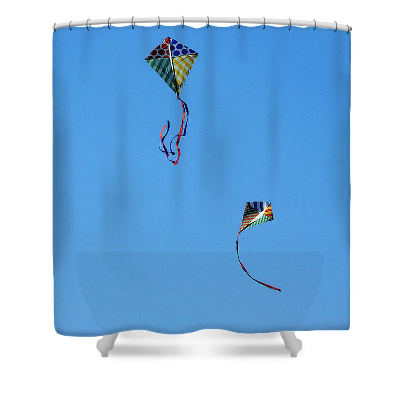 Kites Shower Curtain featuring the photograph Let's Fly Away by Debra Fedchin