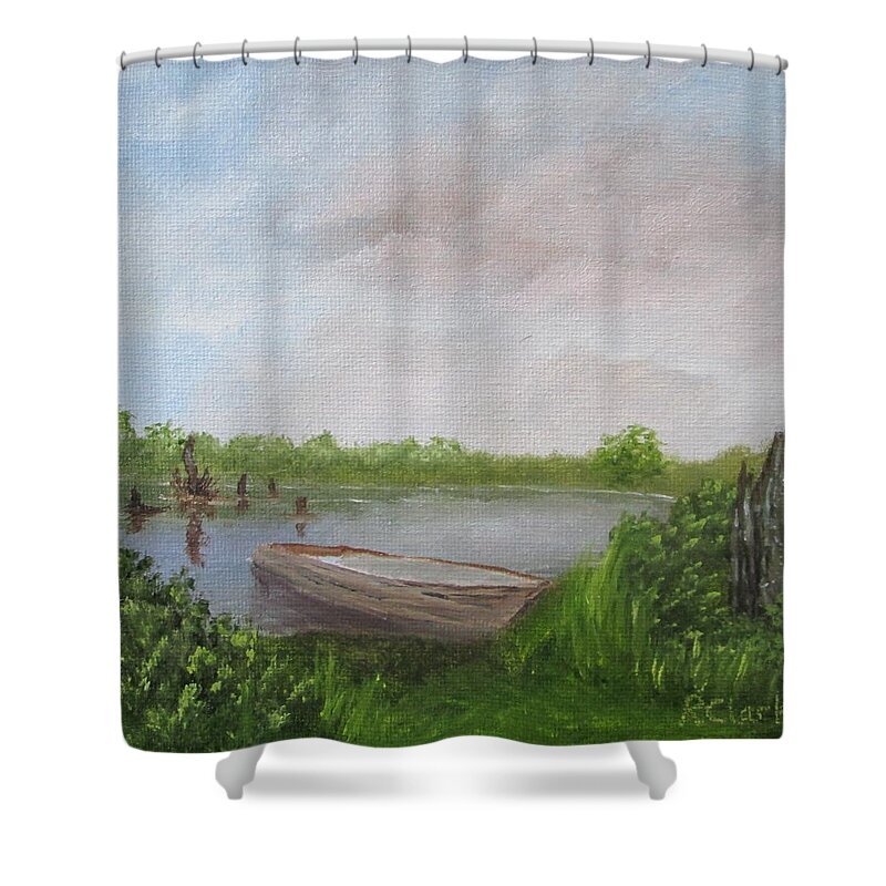 Fishing Shower Curtain featuring the painting Let's Go Fishing by Robert Clark
