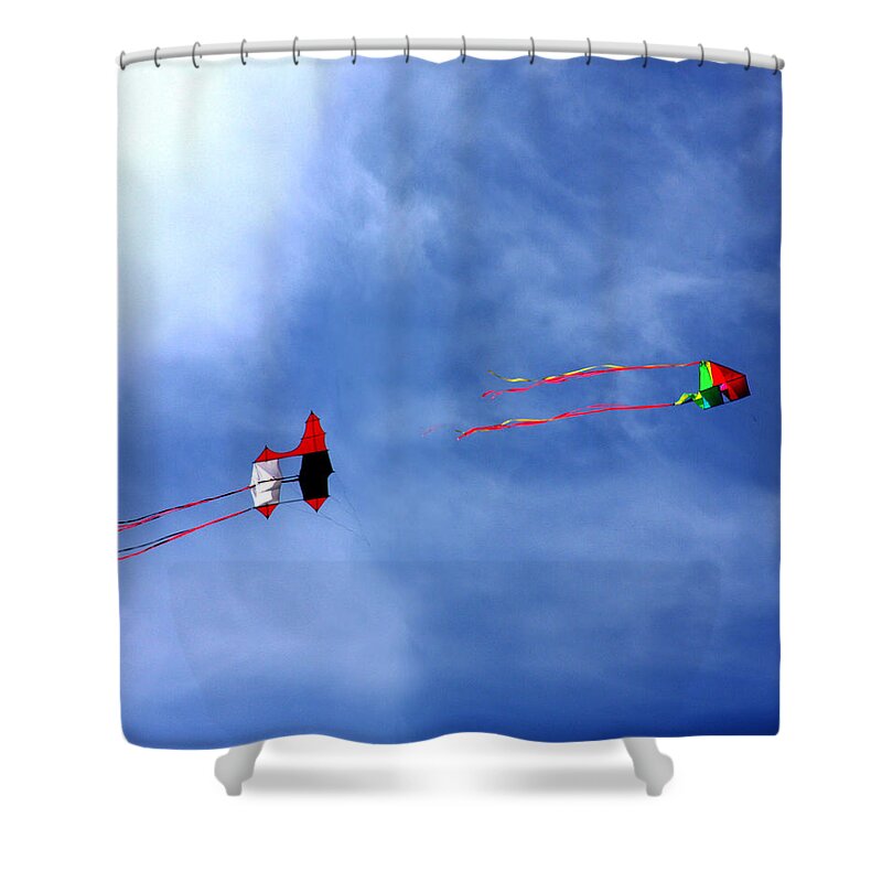 Kites Shower Curtain featuring the photograph Let's Go Fly 2 Kites by Marie Jamieson