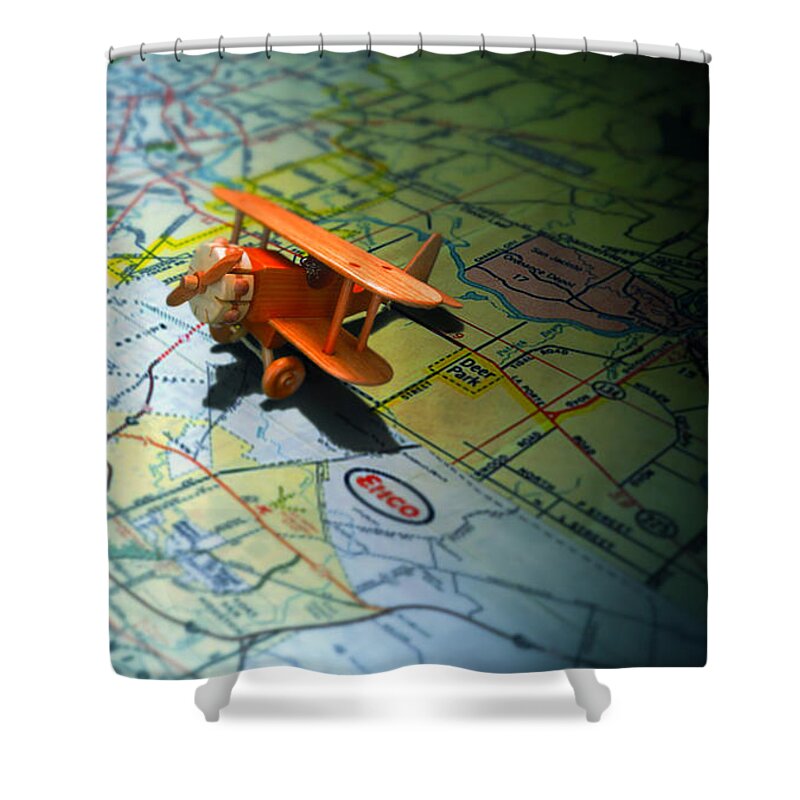 Toy Shower Curtain featuring the photograph Let's Take a Trip by Adam Vance