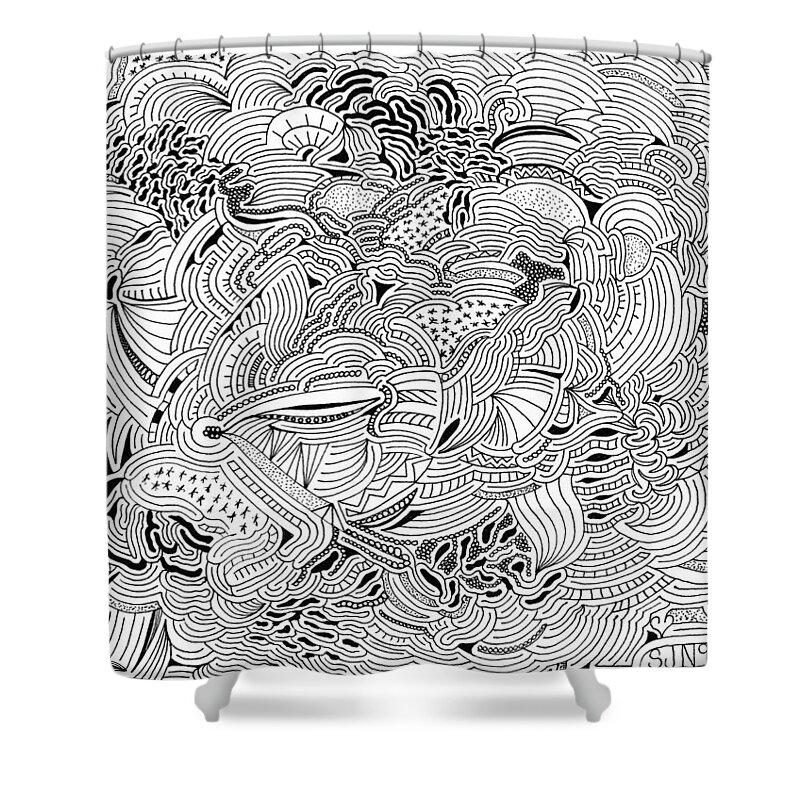 Mazes Shower Curtain featuring the drawing Liberation by Steven Natanson