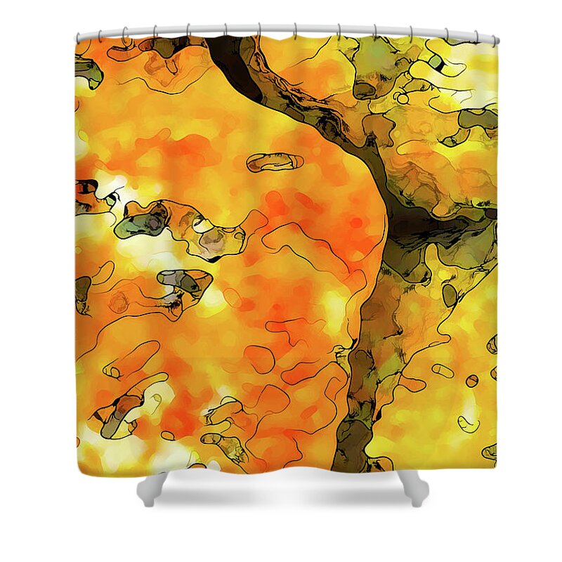 Nature Shower Curtain featuring the digital art Lichen Abstract by ABeautifulSky Photography by Bill Caldwell