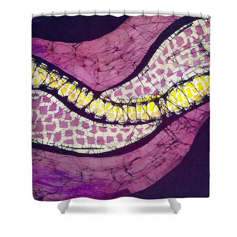 Lichen Shower Curtain featuring the tapestry - textile Lichen by Kay Shaffer
