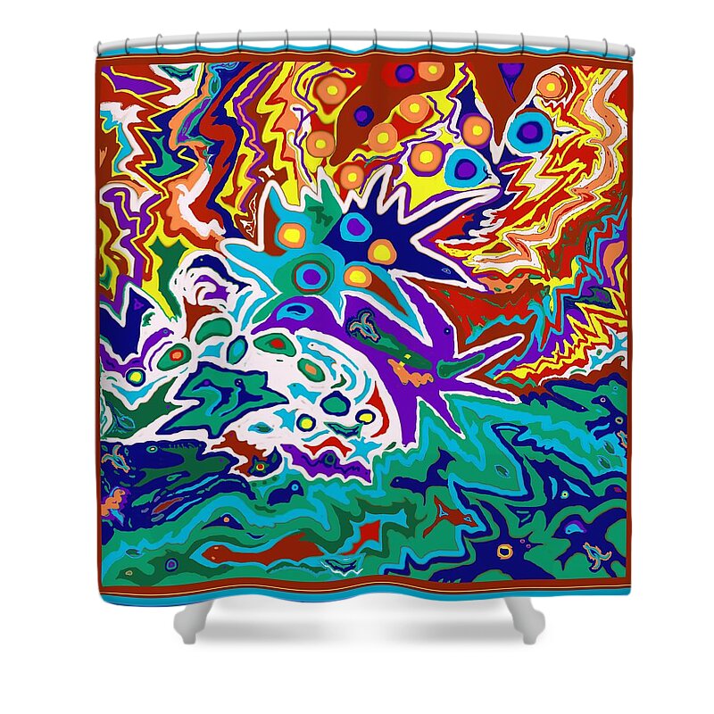 Life Shower Curtain featuring the painting Life Ignition option 2 with Borders by Julia Woodman