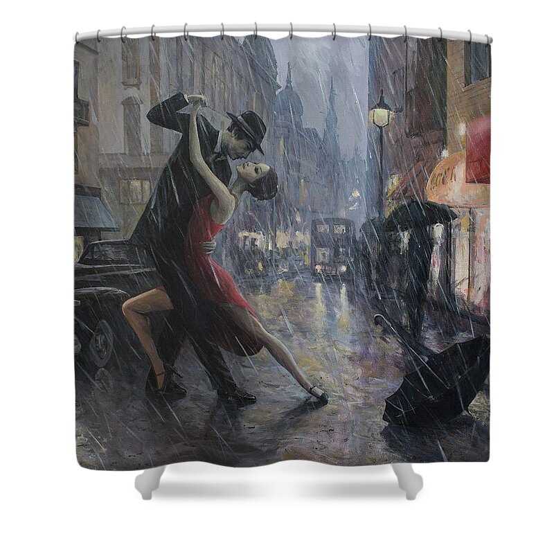 Life Shower Curtain featuring the painting Life is a Dance in The Rain by Adrian Borda