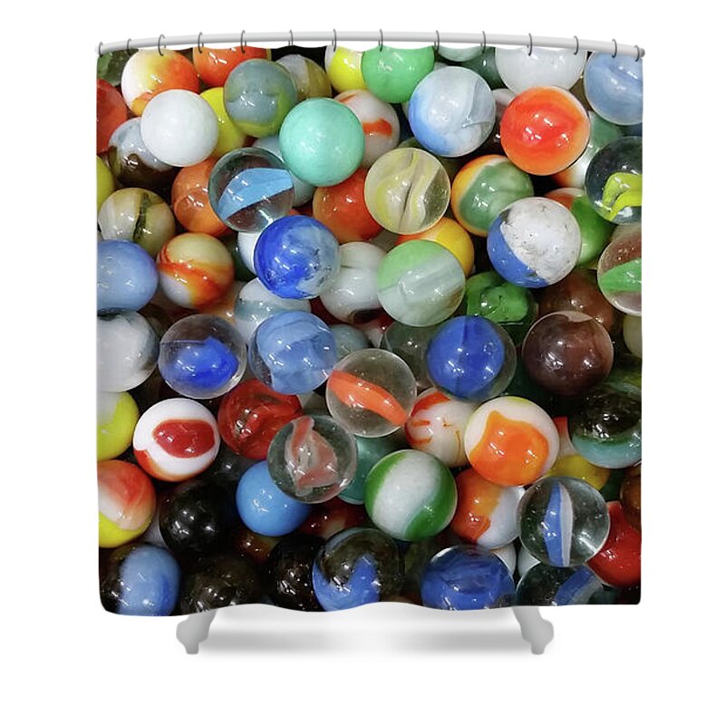 Life Of Marbles Shower Curtain featuring the photograph Life of Marbles by David Millenheft