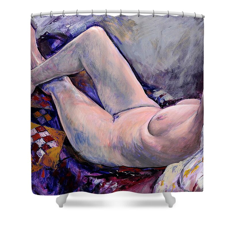 Life Shower Curtain featuring the painting Life Painting with Quilt by Harry Robertson
