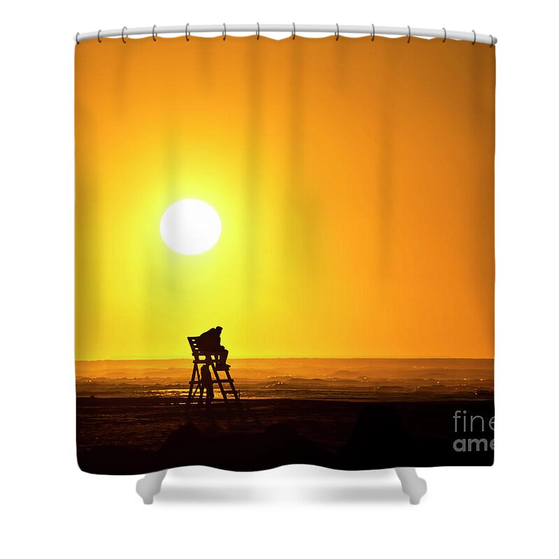 Lifeguard Shower Curtain featuring the photograph Lifeguard Sunrise by Diane LaPreta