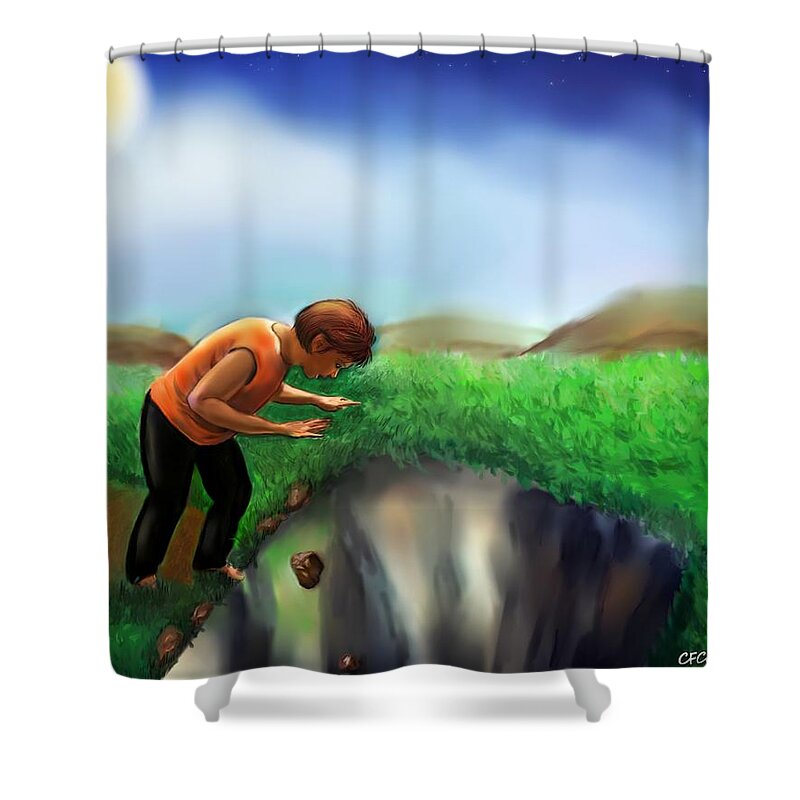 Landscape Shower Curtain featuring the digital art Life's Trapping by Carmen Cordova
