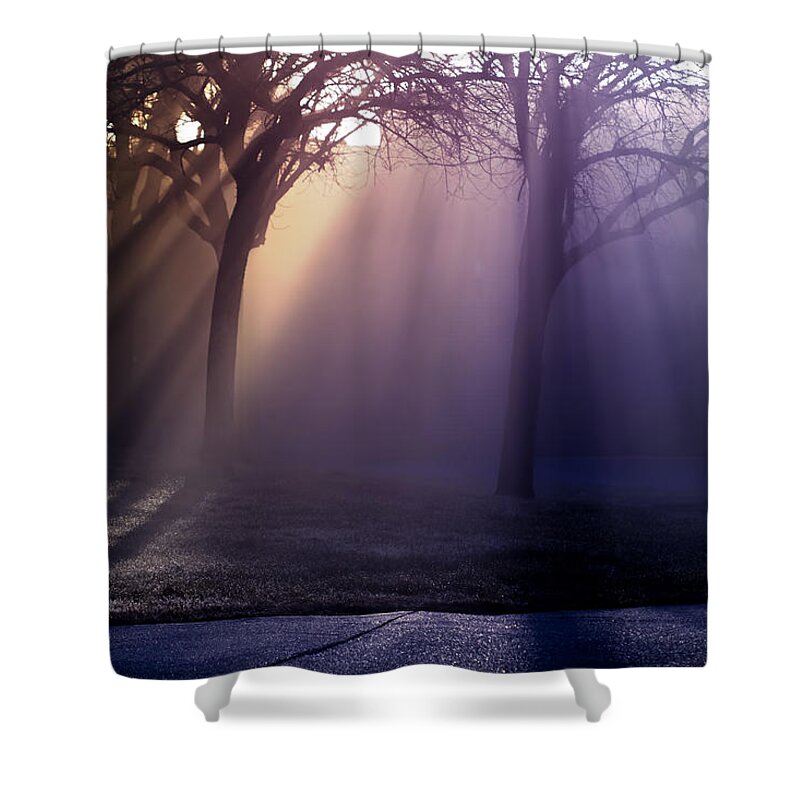 Morning Shower Curtain featuring the digital art Light in our Darkness by Terry Davis