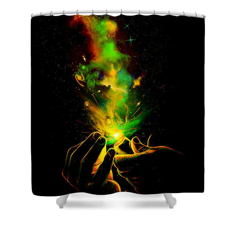 Space Shower Curtain featuring the digital art Light It Up by Nicebleed 