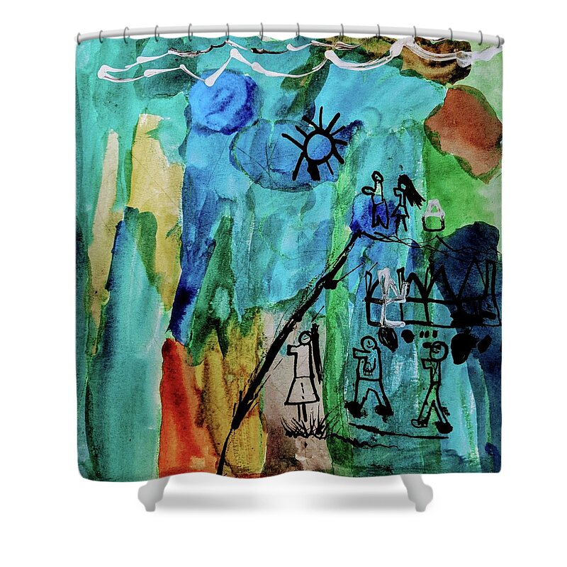  Shower Curtain featuring the painting Light Land by Abigail White