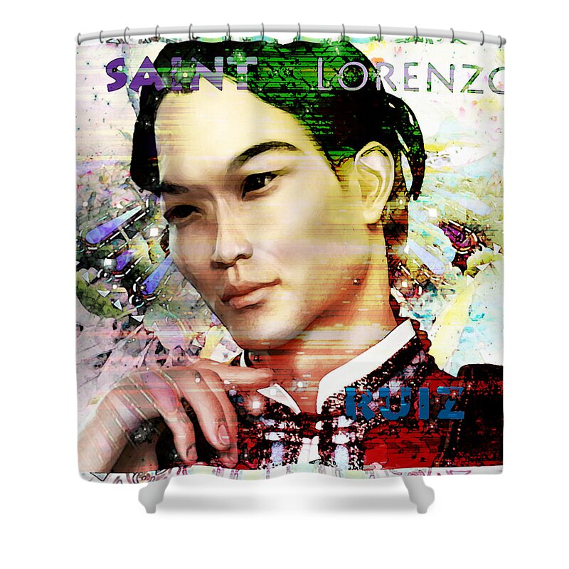 Saint Lorenzo Ruiz Shower Curtain featuring the painting Light of the Phillipines by Suzanne Silvir
