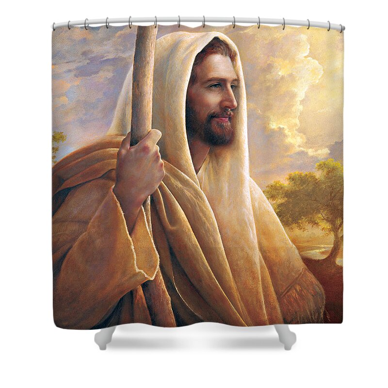 Light Of The World Shower Curtain featuring the painting Light of the World by Greg Olsen