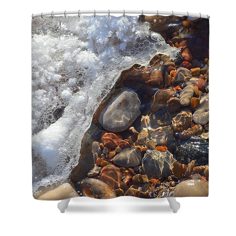 Abstract Shower Curtain featuring the digital art Light On Rocks and Ice Two by Lyle Crump
