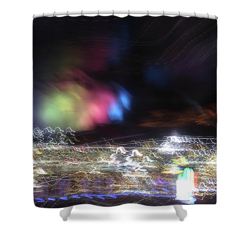 Light Shower Curtain featuring the photograph Light Paintings - No 1 - Lightning Squared by Kathy Corday