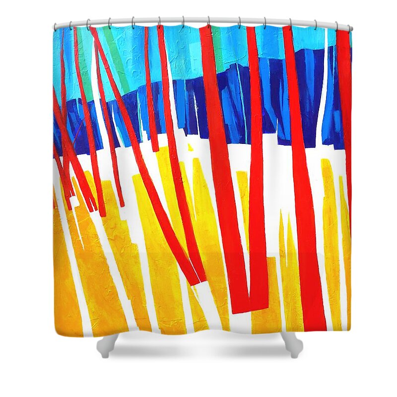 Trees Shower Curtain featuring the painting Light through the Trees by Cristina Stefan