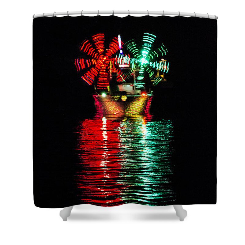 Art Shower Curtain featuring the photograph Lighted Boat Parade 2 by Bob Slitzan