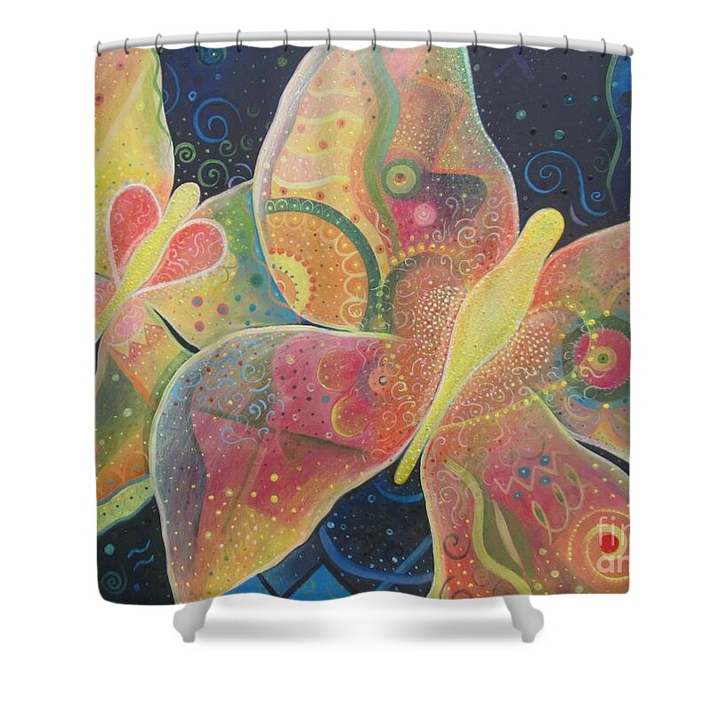 Butterfly Shower Curtain featuring the painting Lighthearted by Helena Tiainen