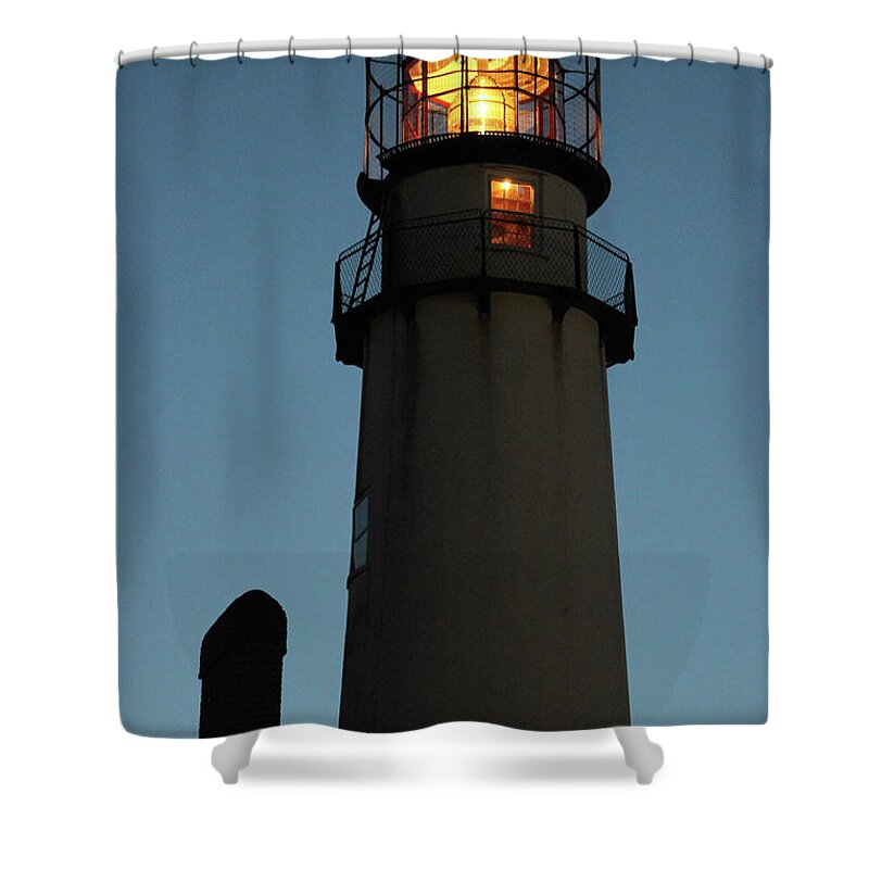 Lighthouse Shower Curtain featuring the photograph Lighthouse Aglow by Robert Banach