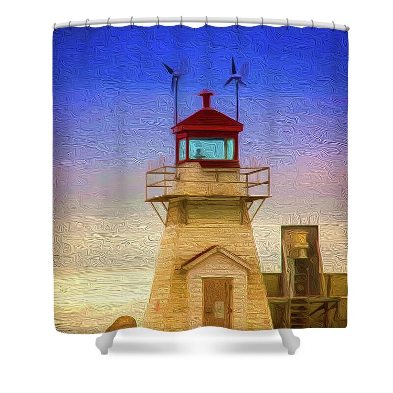 Lighthouse Shower Curtain featuring the painting Lighthouse by Prince Andre Faubert