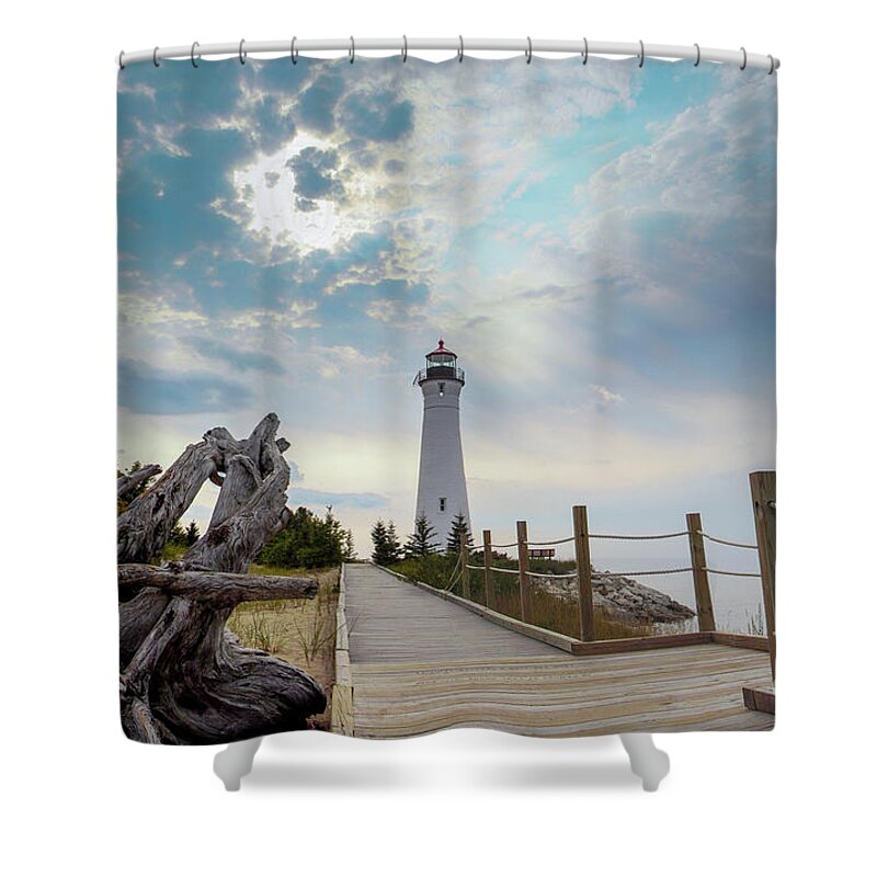 Lighthouse Shower Curtain featuring the photograph Lighthouse Crisp Point -0008 by Norris Seward
