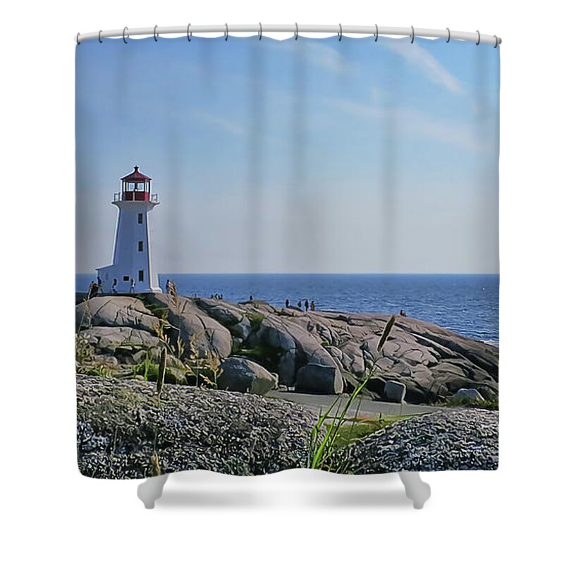 Atlantic Ocean Shower Curtain featuring the photograph Lighthouse Peggy's Cove by Tatiana Travelways