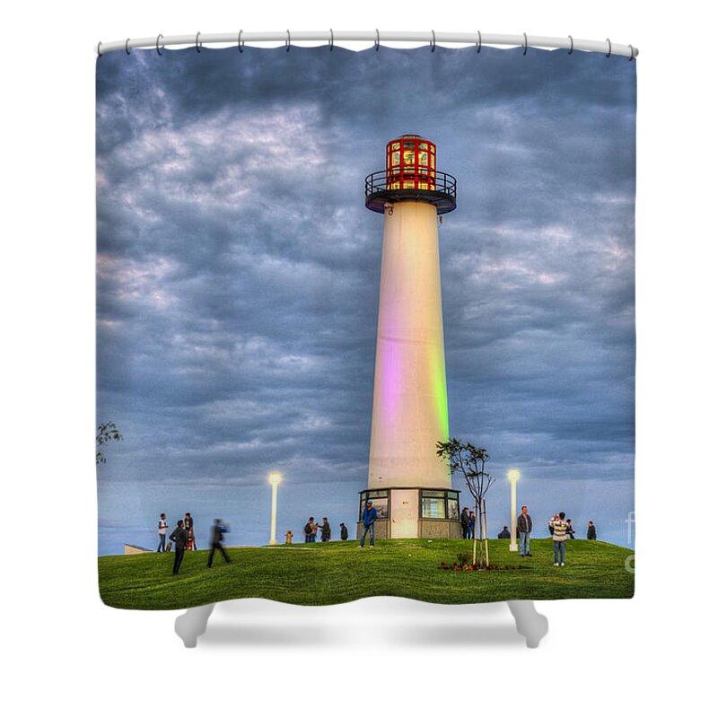 Lighthouse Shower Curtain featuring the photograph Lighthouse Shoreline Park by David Zanzinger