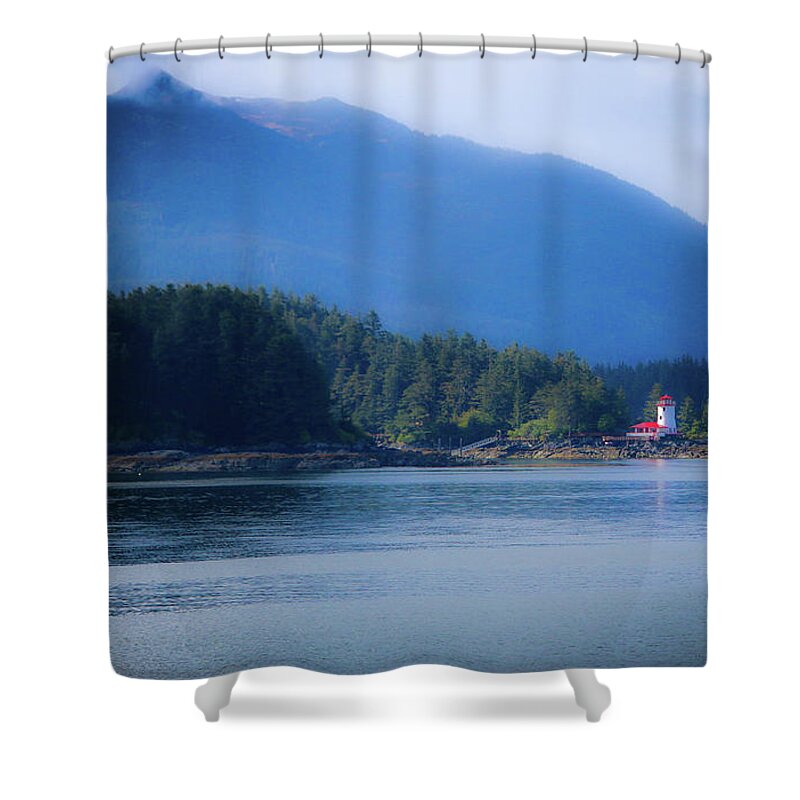 Lighthouse Shower Curtain featuring the photograph Lighthouse Sitka Alaska by Veronica Batterson