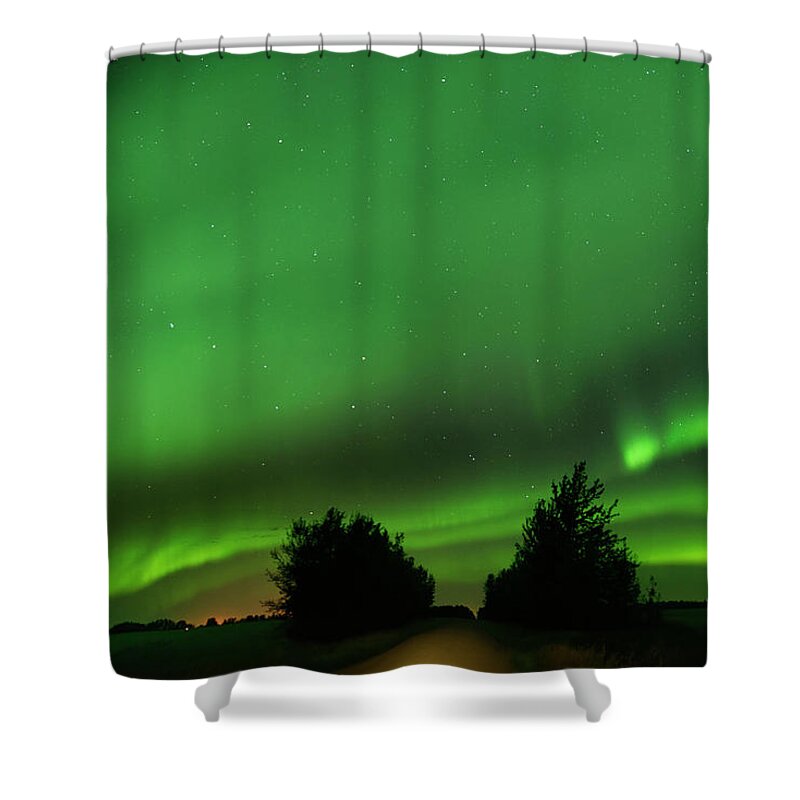 Aurora Borealis Shower Curtain featuring the photograph Lighting the Way Home by Dan Jurak