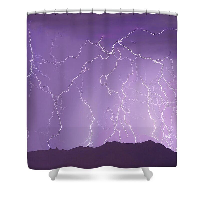 Lightning Shower Curtain featuring the photograph Lightning over the Mountains by James BO Insogna