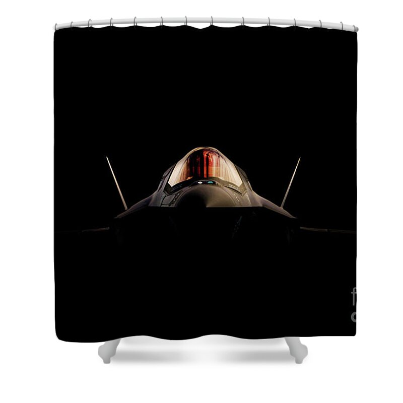 F35 Lightning Shower Curtain featuring the digital art Lightning Shadows by Airpower Art