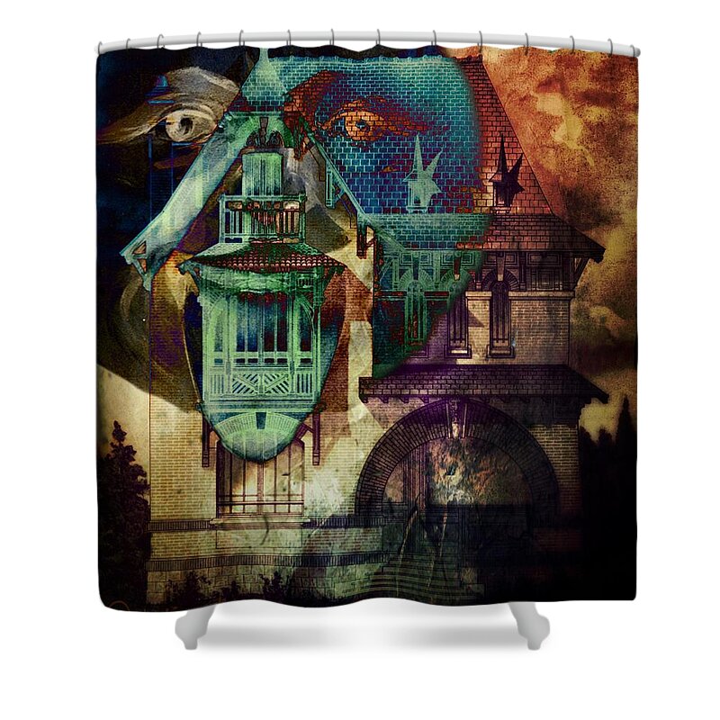 Horror Shower Curtain featuring the digital art Lightning Strikes by Delight Worthyn