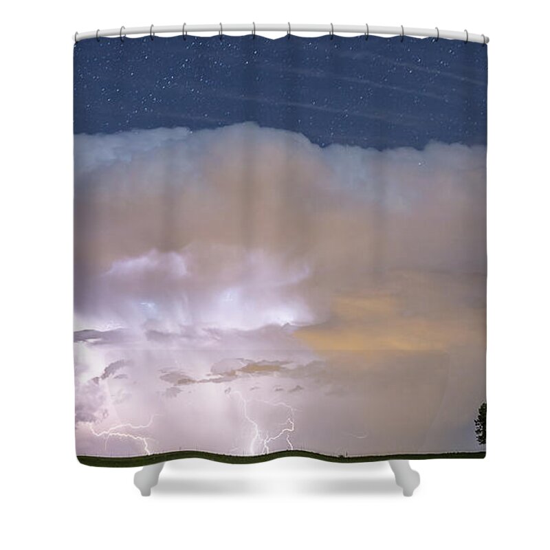 Storm Shower Curtain featuring the photograph Lightning Thunderstorm On the Colorado Plains by James BO Insogna