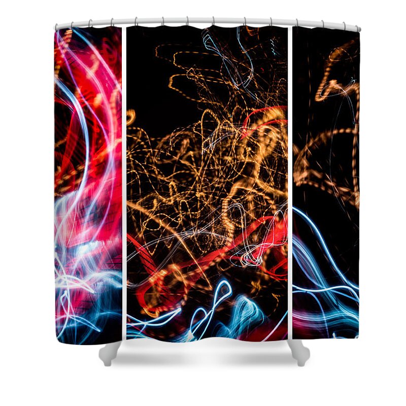 Lightpainting Triptych Shower Curtain featuring the photograph Lightpainting Triptych Wall Art Print Photograph 5 by John Williams