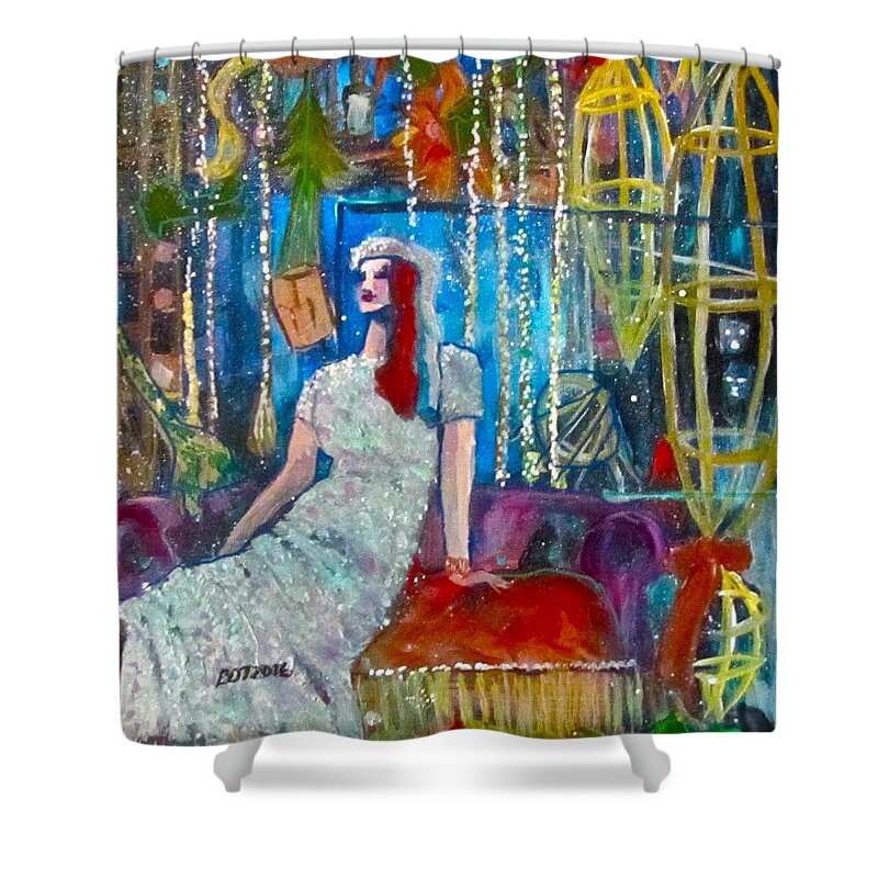 Mannequin Shower Curtain featuring the painting Lights by Barbara O'Toole