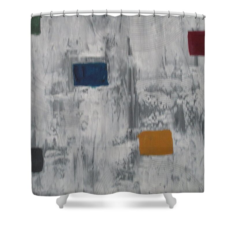 Abstract Shower Curtain featuring the painting Lights In A Blizzard by Sharyn Winters