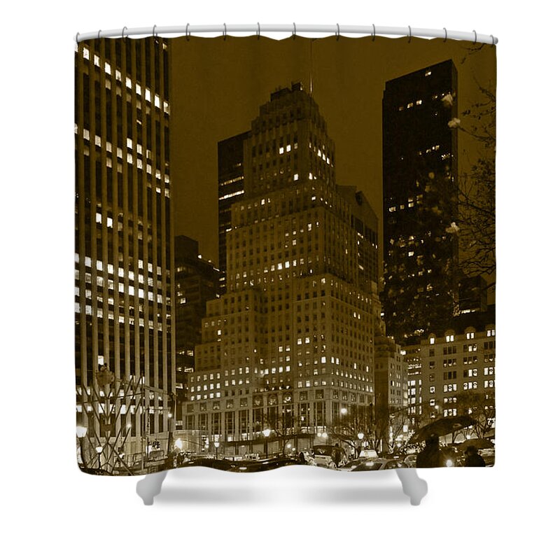 5th Ave. Lights Shower Curtain featuring the photograph Lights of 5th Ave. by Elena Perelman